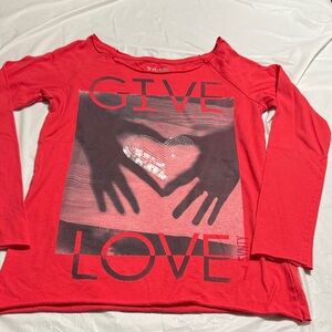 77kids Red 'Give Love' Long Sleeve Top
